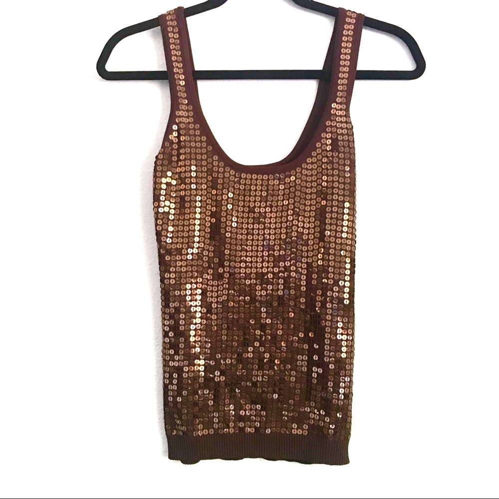 Bebe sequin brown tank top size s